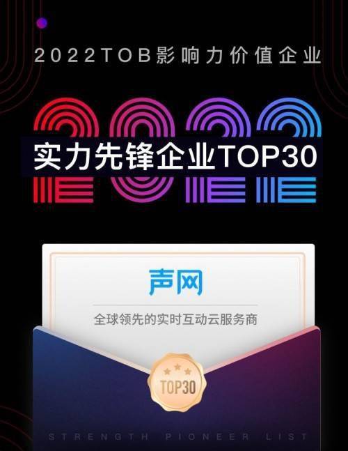 声网入选2022中国ToB行业年度调研·实力先锋企业