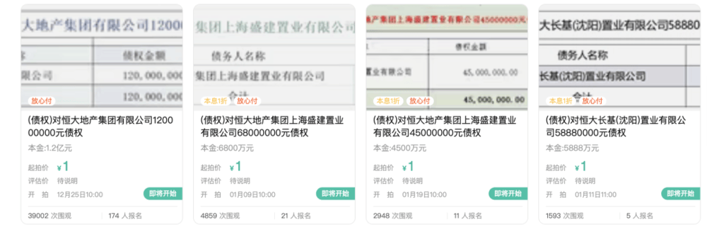 1元起拍<strong></p>
<p>btc汇率</strong>，恒大地产集团1.2亿元债权拍卖参与者众多